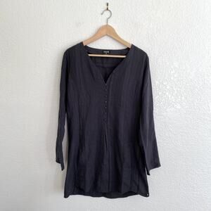 Hurley Sunset Long Sleeve Tunic Dress‎ Black Textured Stripe Cotton Size M NWT